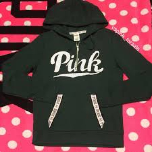 PINK Victoria's Secret Tops - victoria’s secret PINK half zip green hoodie